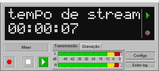 BUTT em português, Conectado, com os medidores de volume se mexendo